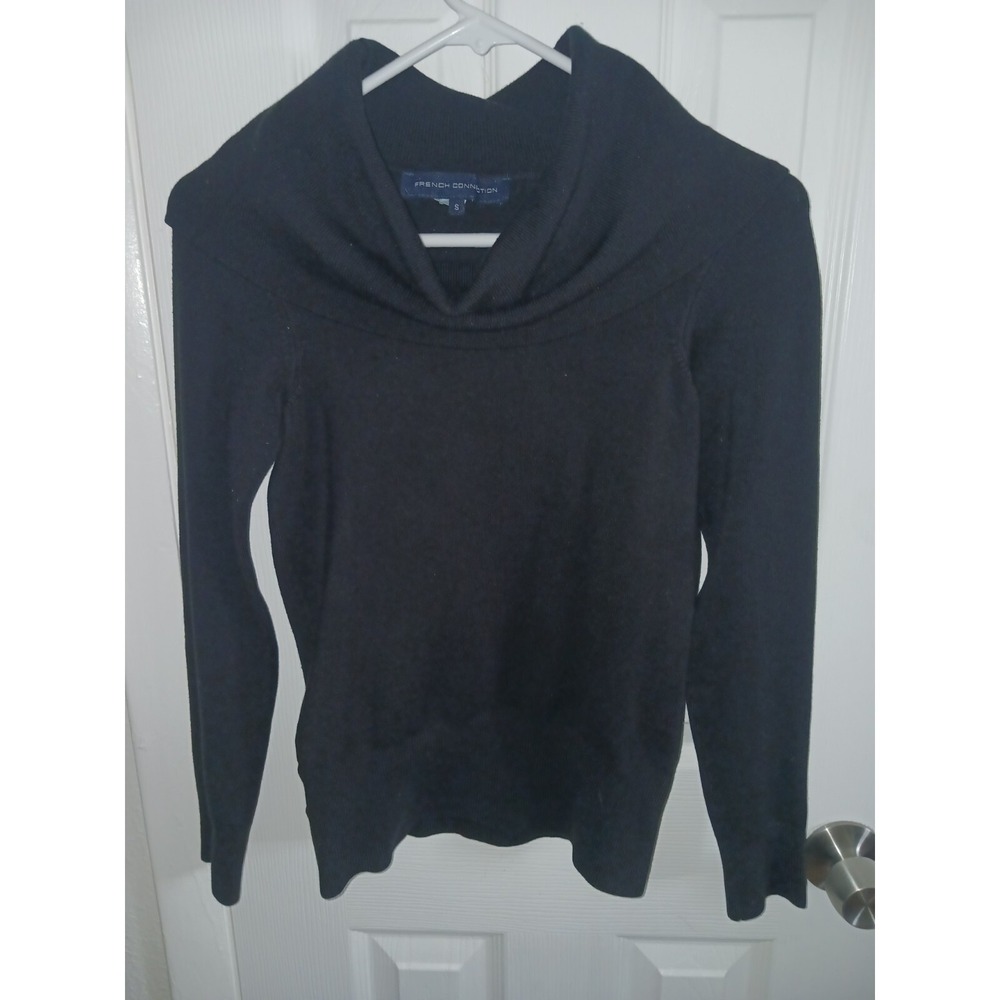 French Connection Womens Navy Blue Cowl Neck Long Sleeve Knit Sweater Size S